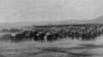 Движение российской кавалерии перед атакой.